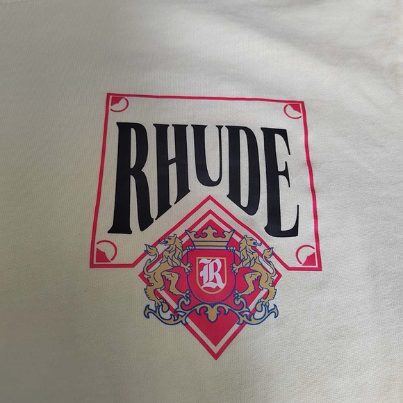 Rhude Card Backprint T-Shirt In Cream - Picture 3 of 9